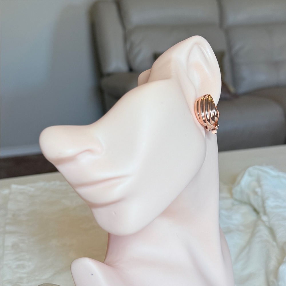 Elegant Rose Gold Clip-On Earrings - Picture 2 of 5
